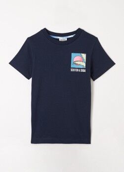 Scotch & Soda T-shirt met logo en backprint - Donkerblauw
