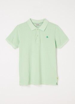 Scotch & Soda Polo van piqué katoen met logoborduring - Lime