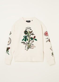 Scotch & Soda Sweater met flockprint - Gebroken wit