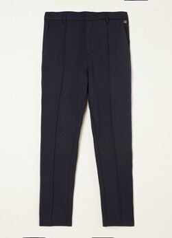 Scotch & Soda Slim fit pantalon met persplooi - Donkerblauw