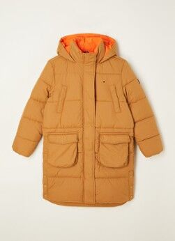 Tommy Hilfiger Gewatteerde parka met capuchon en logoprint - Camel