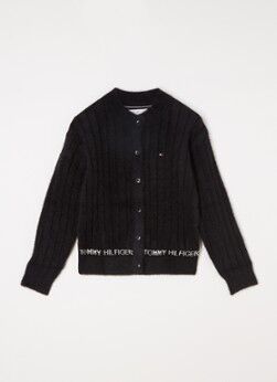 Tommy Hilfiger Fluffy vest in wolblend met ingebreid logo - Zwart