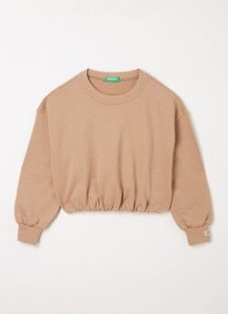 Benetton Cropped sweater van katoen - Lichtbruin