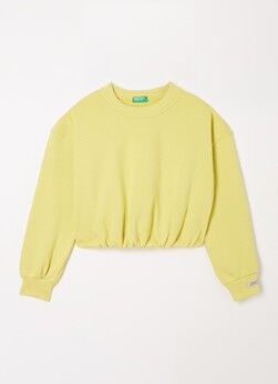 Benetton Cropped sweater van katoen - Neongeel