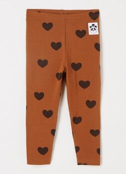 Mini Rodini Heart legging van lyocell met print - Bruin