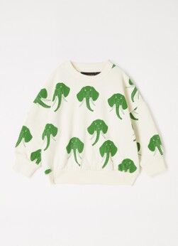 Mini Rodini Elephants sweater van biologisch katoen met print - Groen
