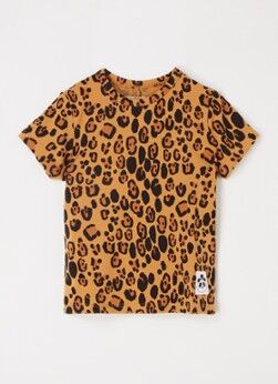 Mini Rodini Leopard T-shirt van lyocell met panterprint - Donkeroranje