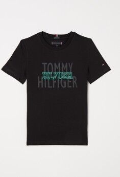 Tommy Hilfiger T-shirt met logoprint - Zwart