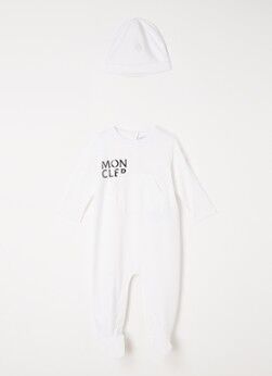 Moncler Babypak met logo en muts 2-delig - Wit