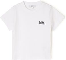 HUGO BOSS T-shirt met logoborduring en drukknopen - Wit