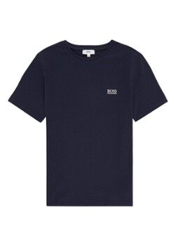HUGO BOSS Basic T-shirt met logoborduring - Donkerblauw