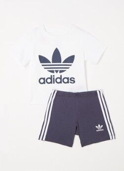 adidas Babyset met T-shirt en sweatshorts 2-delig - Wit
