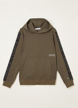 Calvin Klein Hoodie met logotape - Legergroen