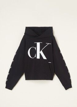Calvin Klein Hoodie met steekzakken en logoprint - Zwart