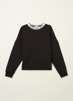 Calvin Klein Intarsia sweater met logotape - Zwart