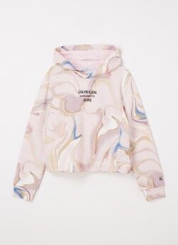 Calvin Klein Cropped hoodie met print - Oudroze