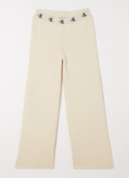 Calvin Klein Ribgebreide broek met logoband - Beige