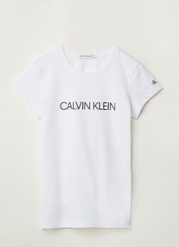 Calvin Klein T-shirt van biologisch katoen met logoprint - Wit