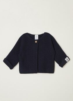 Petit Bateau Fabalero fijngebreid vest met logoborduring - Donkerblauw