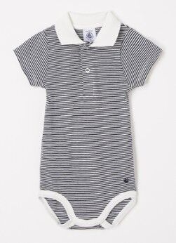 Petit Bateau Romper met streepprint - Donkerblauw