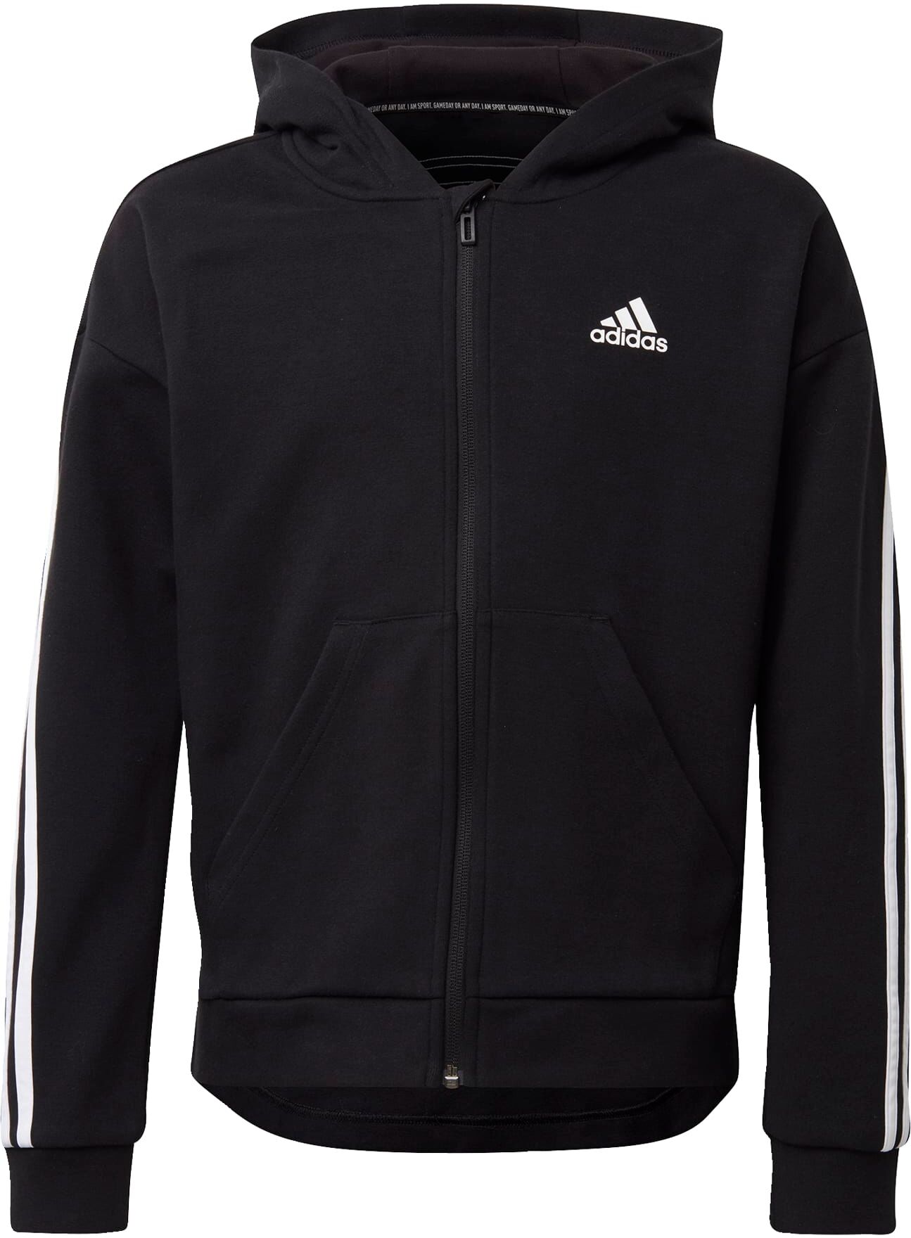 adidas 3-Stripes Full-Zip Hoodie Zwart - 110