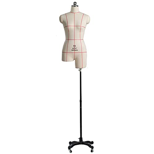 YFFDKA Naaien vrouwelijke vorm jurk mannequin torso lichaam, witte pinnable kleermakerij dummy kleermakers buste mannequin met wielen, rollende halve mannequin torso (kleur: Style1, maat: 86#) Hello