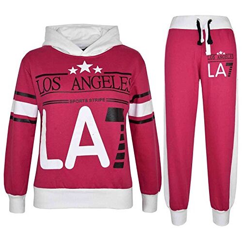 A2Z 4 Kids ® Kinderen Meisjes Trainingspak Los Angeles T.S LA7 Black & Neon Pink 7-8