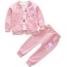 aaSccex Meisjesjurk, babykleding, set met opdruk, bovenkleding + lange broek, huiskleding, vrijetijdskleding, kledingset voor kinderen, lentekleding, roze, 80