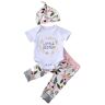 Borlai Zus Bijpassende Kleding Baby Meisjes Grote Kleine Zus Bijpassende Bloemen Kleding Set, 3 stks/set, Wit/korte mouw, Little Sister / 0-3 maanden