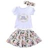 Borlai Zus Bijpassende Kleding Baby Meisjes Grote Kleine Zus Bijpassende Bloemen Kleding Set, 3 stks/set, Wit/korte mouw, Big Sister / 4-5 jaar