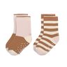 LÄSSIG Unisex kinderen anti-slip sokken set van 2 / roze karamel maat 27-30, Roze karamel