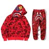 YMHXBSX Bape Shark Head hoodie trainingspak unisex, voor volwassenen, mode rits hip hop hoodie jas en broek set 2 stuks actief trainingspak, XC3934, M