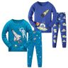 LOLPIP Pyjama voor jongens dinosaurussen raketten shaks vrachtwagen lange mouw 4-delige nachtkleding 2-14 jaar pyjama set, Blauwe Raket 4st, 4-5 jaar