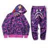 YMHXBSX Bape Shark Head hoodie trainingspak unisex, voor volwassenen, mode rits hip hop hoodie jas en broek set 2 stuks actief trainingspak, XC3933, S