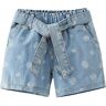 LAEMILIA Shorts jeans voor meisjes, shorts en bermuda's, denim katoen, kindermeisjesbroek, kort, elastisch, met riem, zakken, bloemenprint, kleding, zomer, baby, meisjes, ademend, voor 1-9 jaar, Blauw, 6-7 Jaar