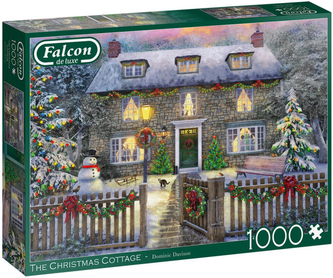 Falcon legpuzzel The Christmas Cottage 1000 stukjes - Groen,Rood