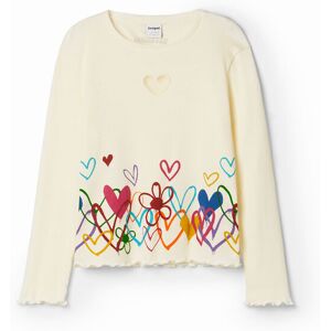 Desigual Cut-out heart T-shirt - WHITE - 5/6