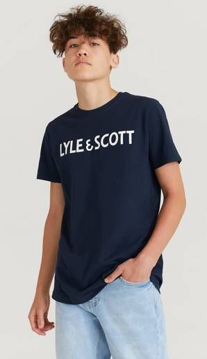 Scott Lyle & Scott T-Shirt Text Tee Vintage Blå  Male Blå