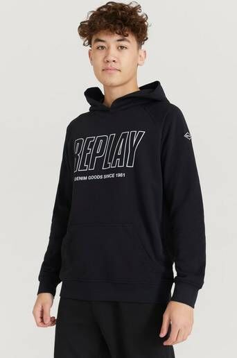 Replay Hoodie Svart  Male Svart