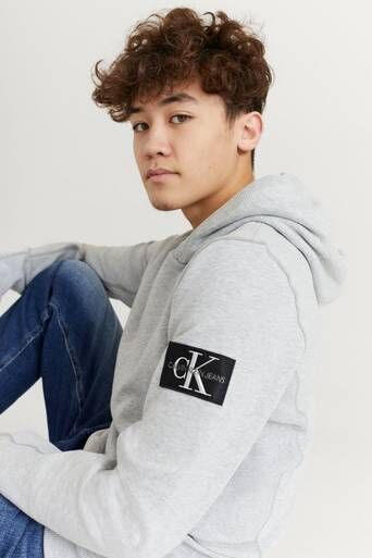 Calvin Klein Hettegenser Rib Blocking Badge Hoodie Grå  Male Grå