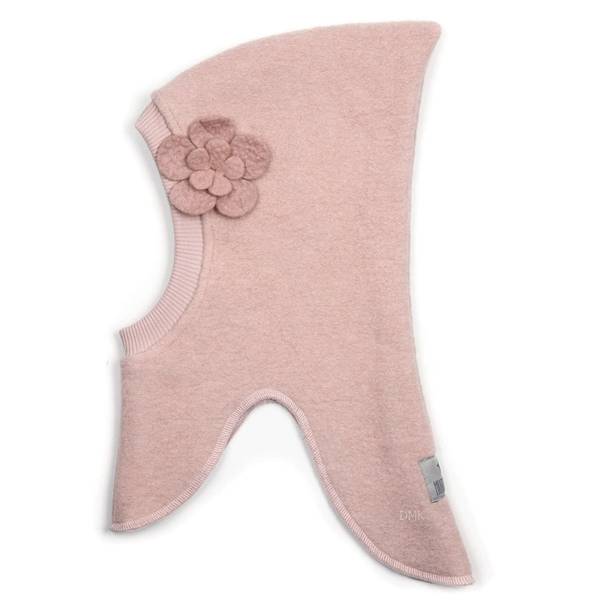 Huttelihut Balaclava Vinterlue Med Blomst, Dusty Rose