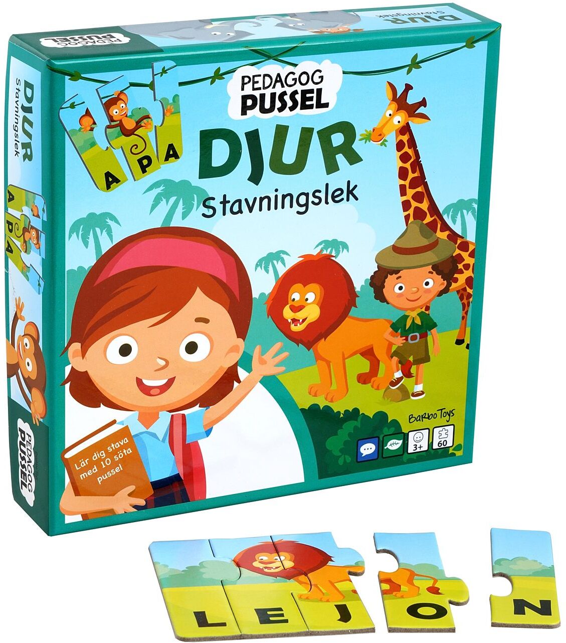 Barbo Toys Pussel Pedagog - Djur Stavingslek Toys Puzzles And Games Puzzles Multi/mønstret Barbo Toys