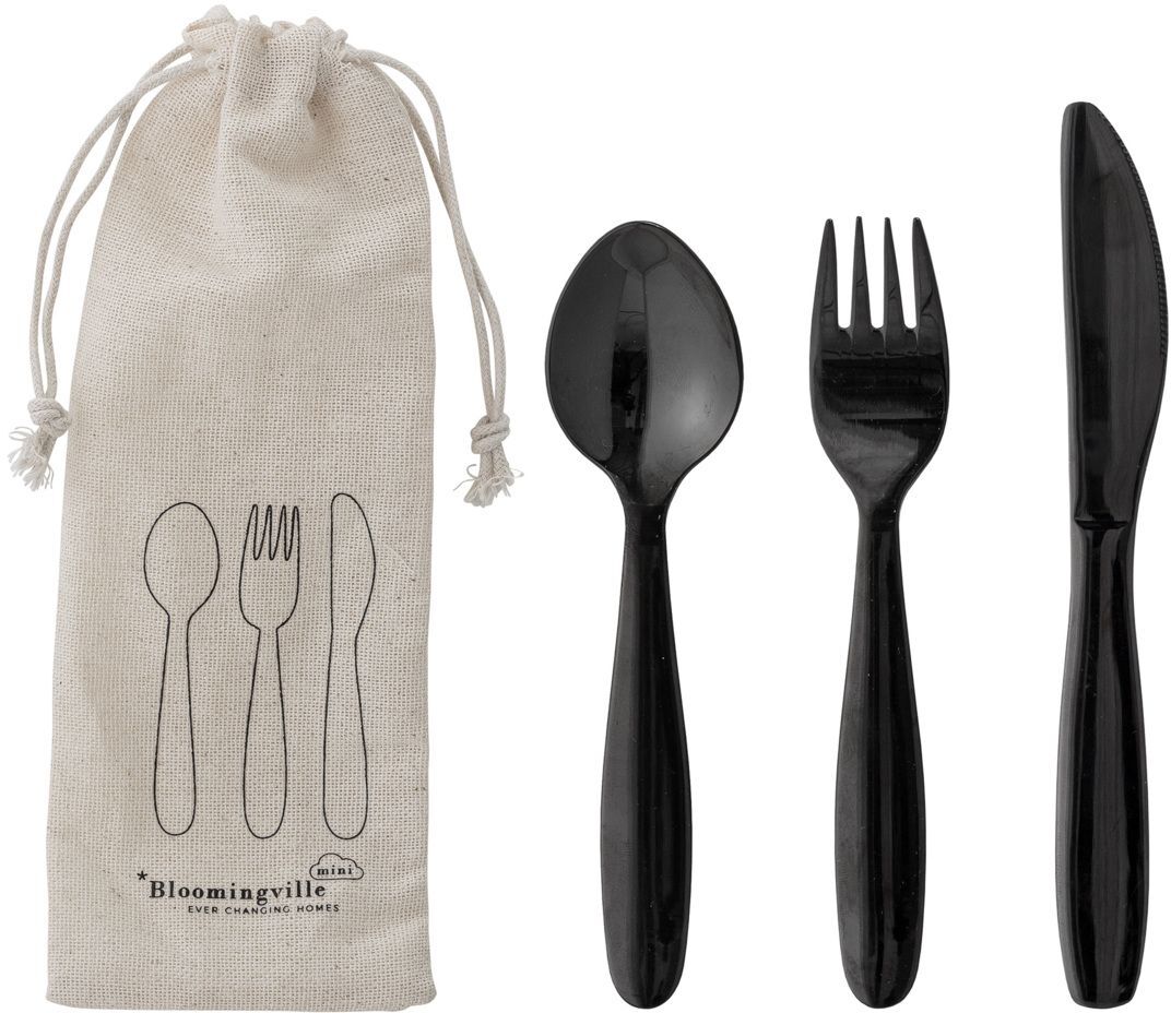 Bloomingville Ally Cutlery, Black, Stainless Steel Set Of 3 Home Meal Time Cutlery Svart Bloomingville