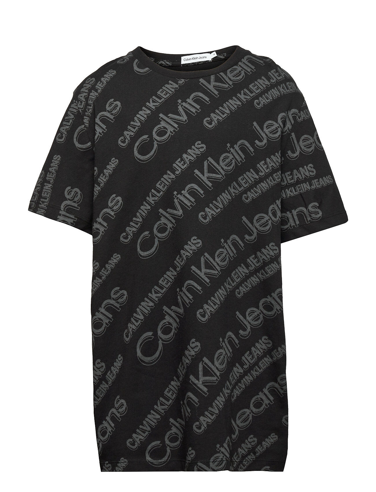 Calvin Slanted Aop Logo T-Shirt T-shirts Short-sleeved Svart Calvin Klein