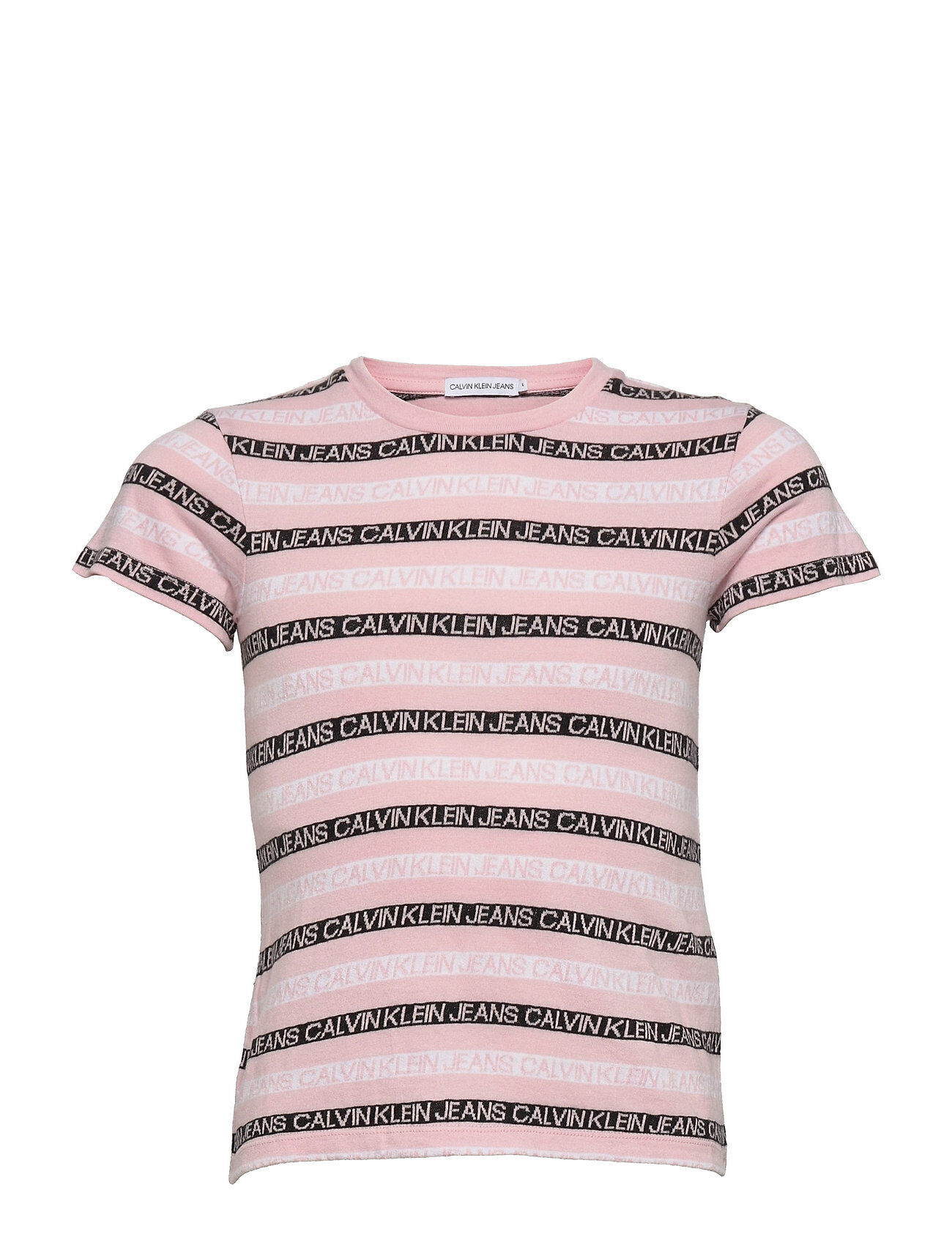 Calvin Logo Jacquard Slim Top T-shirts Short-sleeved Rosa Calvin Klein