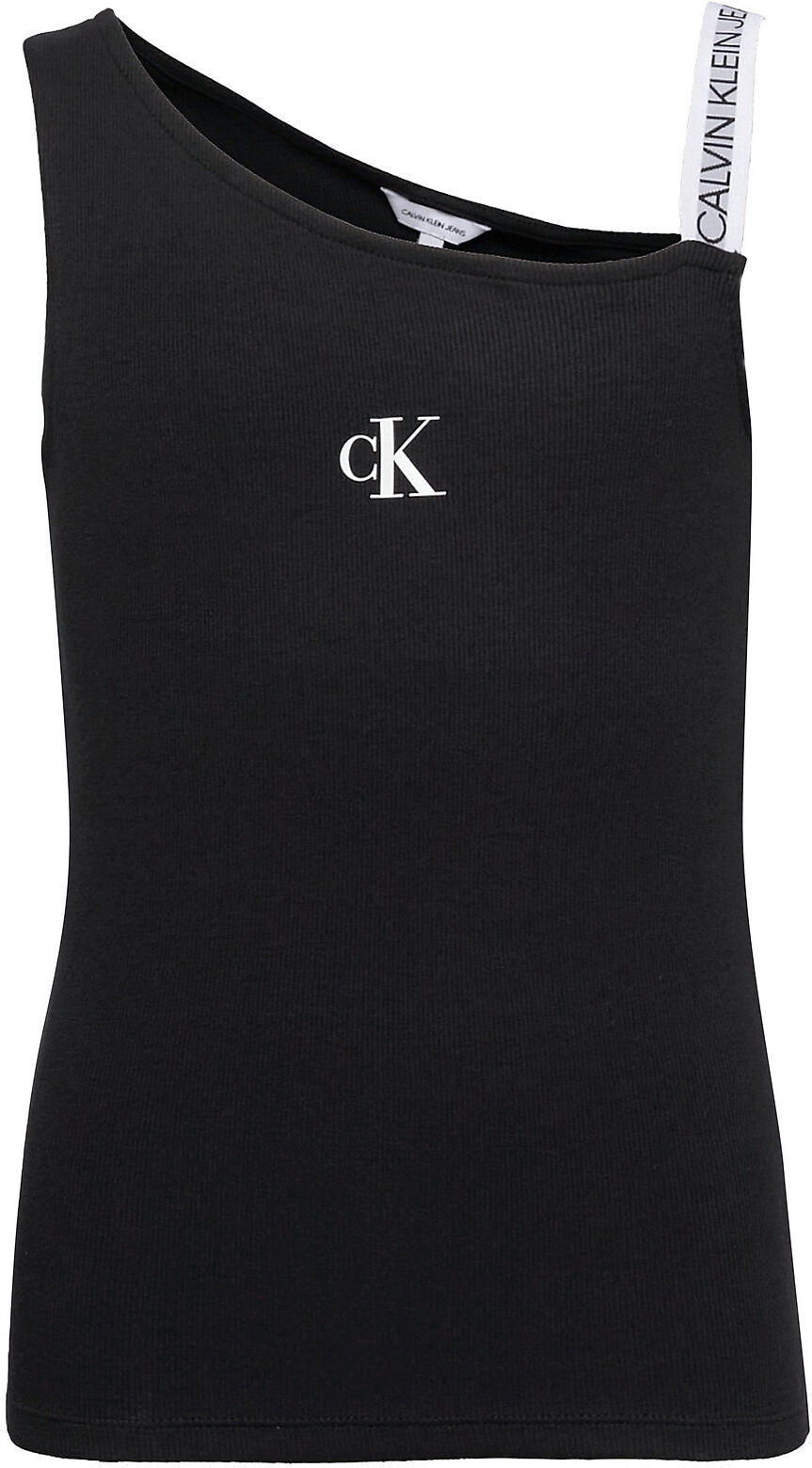 Calvin Asymmetric Logo Sleeveless Top T-shirts Sleeveless Svart Calvin Klein