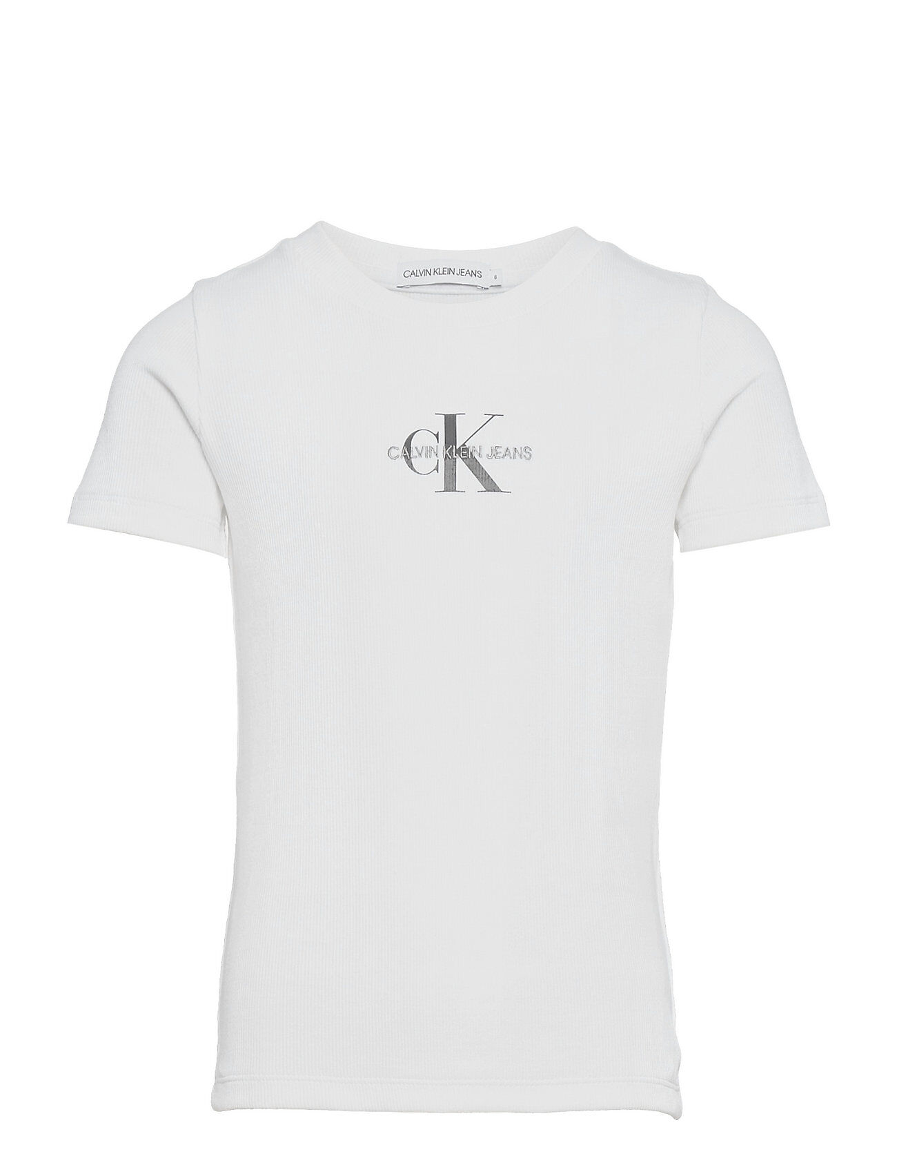 Calvin Micro Monogram Rib Top T-shirts Short-sleeved Hvit Calvin Klein