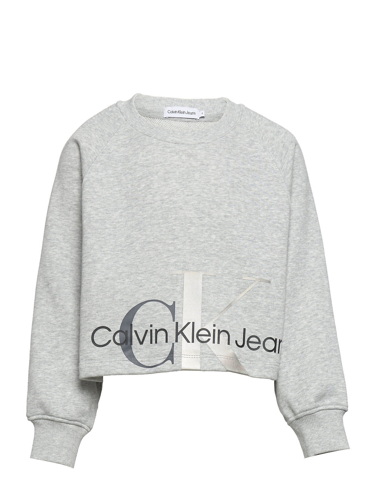Calvin Mixed Monogram Cutoff Sweatshirt Sweat-shirt Genser Grå Calvin Klein