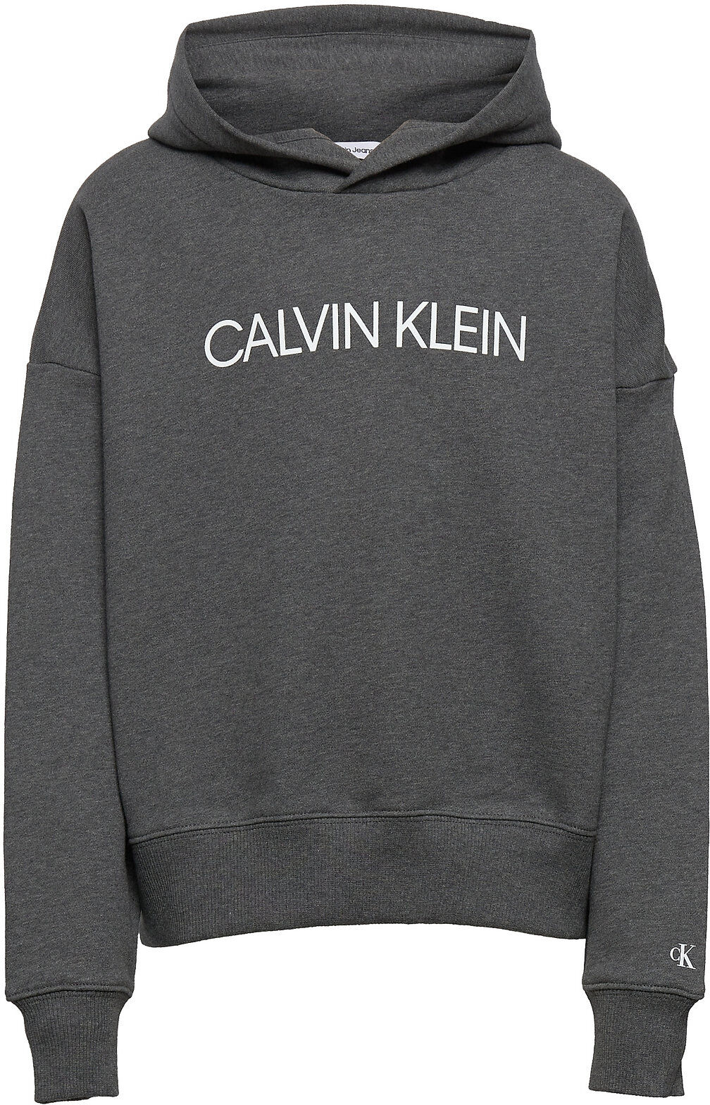 Calvin Institutional Cropped Hoodie Hettegenser Genser Grå Calvin Klein