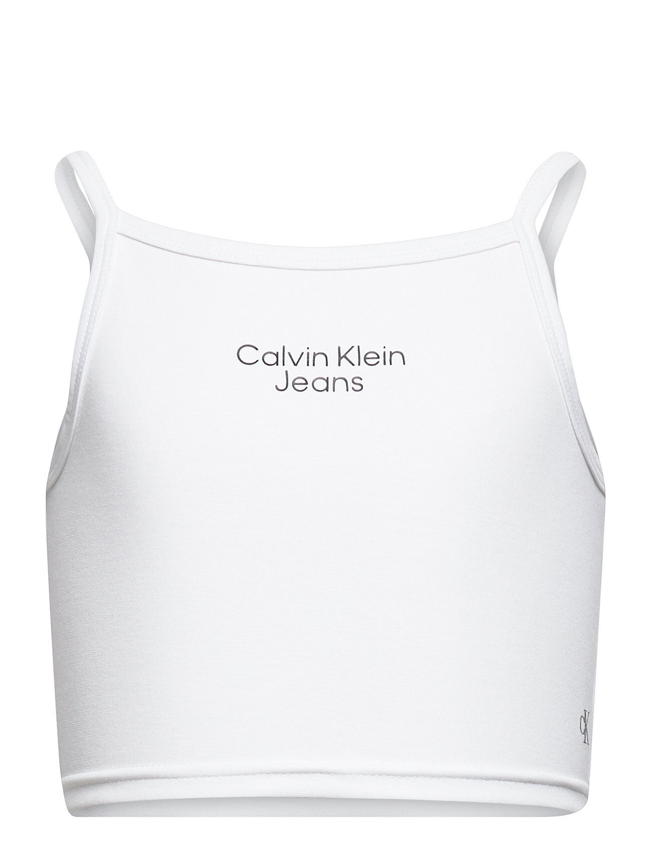 Calvin Stacked Logo Punto Strap Top T-shirts Sleeveless Hvit Calvin Klein